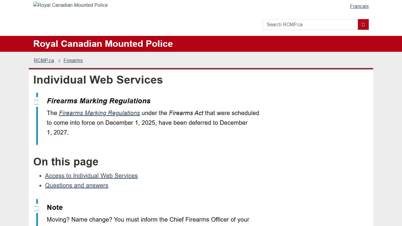 Individual Web Services Royal Canadian Mounted Police